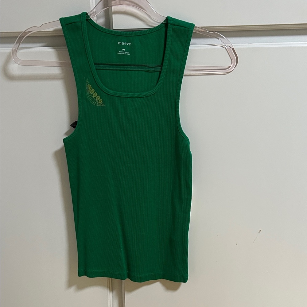 Anthropologie Maeve Vibrant Green Pea Tank Top NWT XXS